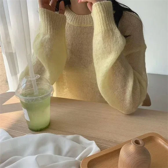 Alien_Kitty_Yellow_Fashion_Pullovers_Sweaters_Thin_New